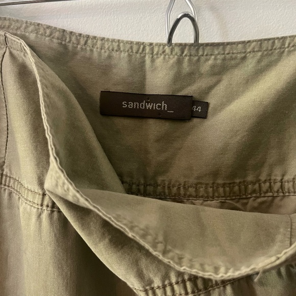 kaki maxi baggy skirt with asymmetrical stitching - Picture 3 of 5